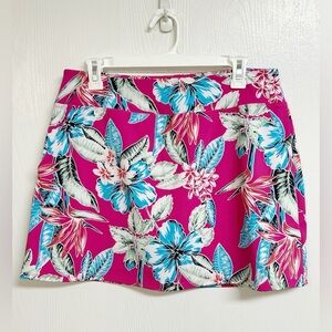Tommy Bahama Active Women's Pink Floral Golf Skort UPF 50 Pockets Sz L